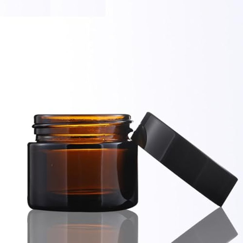 24 Pack 4oz Amber Glass Jars with Black Lids & Liners