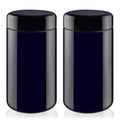 2 Pcs Black Violet Glass Jar Refillable Ultraviolet Container Wide Mouth Storage Bottle for Spices Powder Coffee Cosmetic Home Kitchen - 500ml/16.9oz