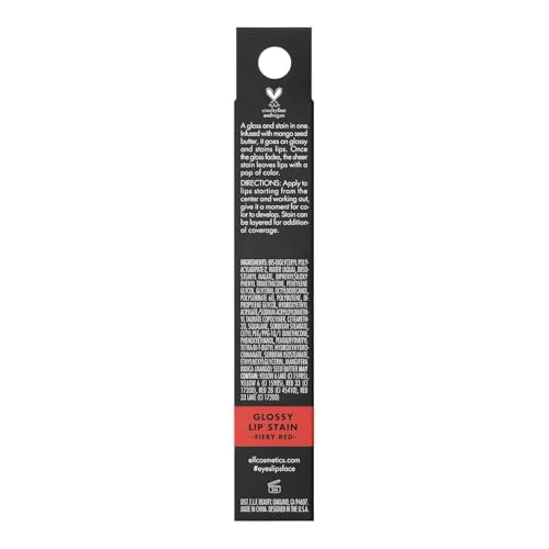 e.l.f. Glossy Lip Stain – Fiery Red, Long-Lasting