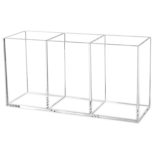 Cerpourt Clear Acrylic Makeup Brush Organizer with 3 Compartments