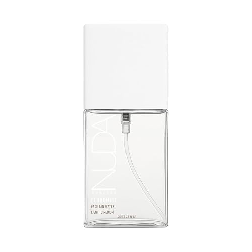 Nuda CloudMist Face Tan Water | Buildable Facial Tanning Mist for Light to Medium Complexions | Infused with Vitamins and White Tea & Rosehip Extracts | Lightweight, Bronzer-Free Formula, (75 mL)