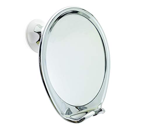 JiBen Fogless Shower Mirror with Power Locking Suction Chrome Razor Holder 360° Rotating Arm