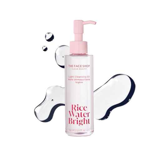 The Face Shop Rice Water Bright Light Facial Cleansing Oil, Daily Makeup Remover, Oil Cleanser, Vegan, Korean Skin Care with Jojoba Oil, Face Pore Cleanser, 150ml