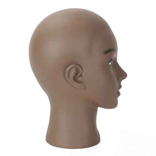 Bald Female Mannequin Head Makeup Training Head Wig Head Professional Cosmetology for Wig Making and Display Hat Helmet Glasses Display Head Model with Free Clamp Stand