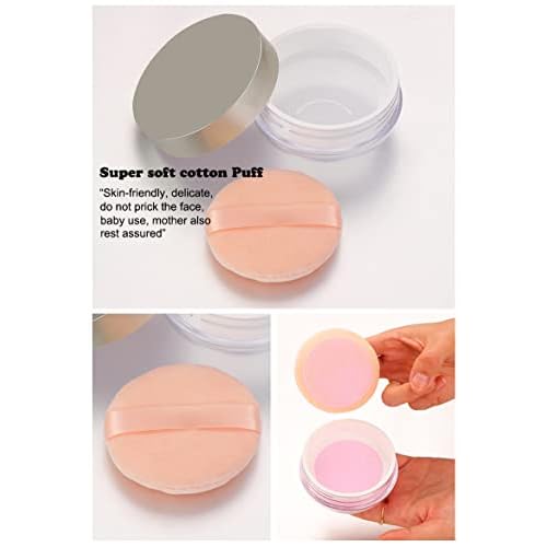 AKOAK Capacity 20 ml(0.67 oz) Empty Reusable Plastic Loose Powder Compact Container DIY Makeup Powder Case with Powder Puff and Elasticated Net Sifter Green
