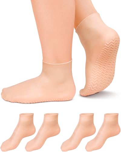 2 Pairs Silicone Moisturizing Socks for Dry Cracked Feet - XL Fit