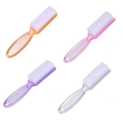 Yebeauty Nail Brush Fingernail Cleaner, 4 Pcs Hand Scrub Cleaning Brush Plastic Hand Finger Toes Scrubbing Brush, Pedicure Nail Scrubber
