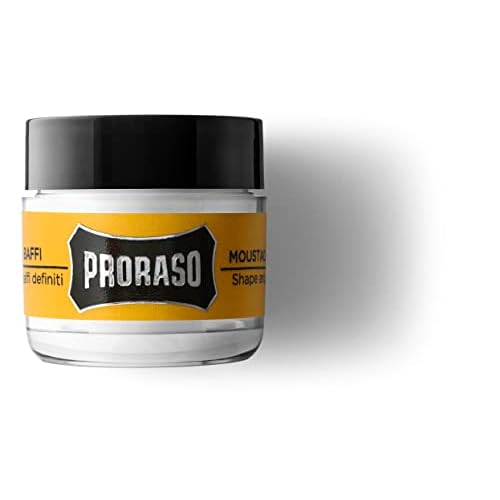 Proraso Medium Hold Moustache Wax - Natural Finish Beard & Moustache Styling Wax - Cream-to-wax Formula - 0.5oz