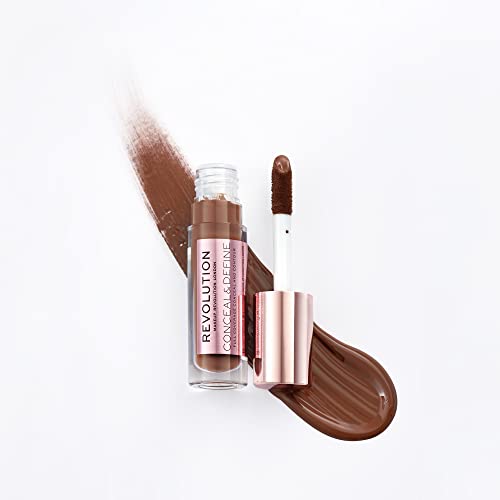 Makeup Revolution Conceal and Define Concealer, Full Coverage & Matte Finish, C17.5 for Dark/Deep Skin Tones, Vegan & Cruelty-Free, 0.7 Fl Oz