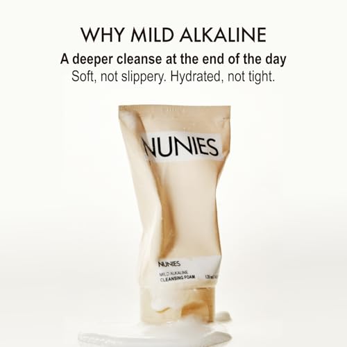 NUNIES Mild Alkaline Cleansing Foam ? Daily Korean Face Wash for Sensitive Skin | Cream-to-Foam Lather | Deep Cleanser with Hyaluronic Acid & Ceramide | Fragrance-Free | 4.05 fl.oz. (120ml)