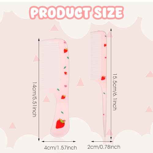 Baby Comb Set, Small Cute Fine Tooth Toddler Comb & Rat Tail Baby Comb for Styling, Pink Baby Hair Comb Plastic Parting Combs, Anti-Static Mini Hairdressing Comb for Baby Girl Wet Dry Hair (2Pcs)