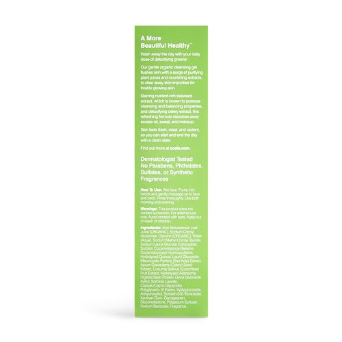 COOLA Organic Glowing Greens Facial Cleanser, Dermatologist Tested Skin Barrier Protection with Aloe Vera Juice, Vegan and Gluten Free