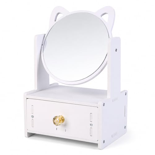 Desktop Makeup Mirror Organizer with Drawers