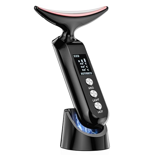 Facial Neck Massager with Heat & LED - 1000 Vibrations, 30-Day Battery