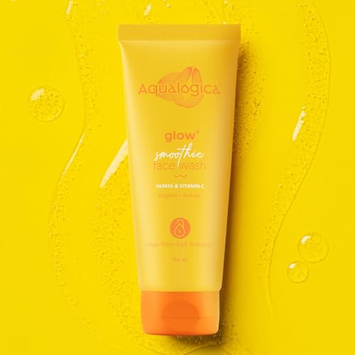 Aqualogica Glow+ Smoothie Face Wash | with Vitamin C & Papaya | Gently Cleanses Dirt & Impurities | Helps Reveal Healthy Glowing Skin | 3.38 Fl Oz/100ml