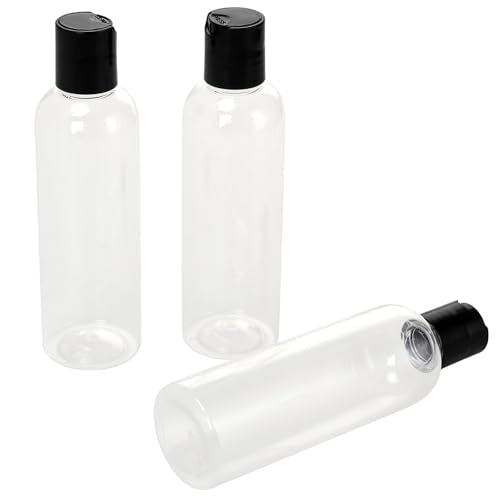 60 PCS 4oz Clear Plastic Empty Bottles, Squeezable Travel Containers with Black Disc Cap, Refillable Empty Lotion Bottles for Shampoo Lotions Shower