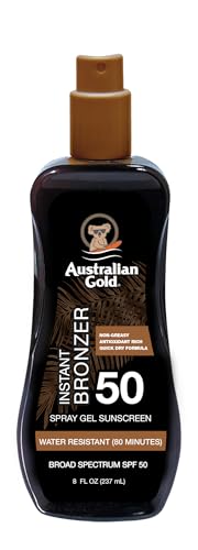 Australian Gold Spray Gel Sunscreen SPF 50 with Bronzer, 8 oz