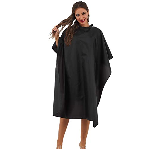 Black Waterproof Barber Cape with Metal Snap - 5 Pack