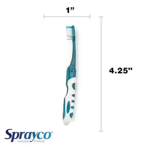 Sprayco Compact Foldable Travel Toothbrush with Microban, Built-in Cover, Soft Bristles & Ergonomic Handle, Multicolor, 4-Pack
