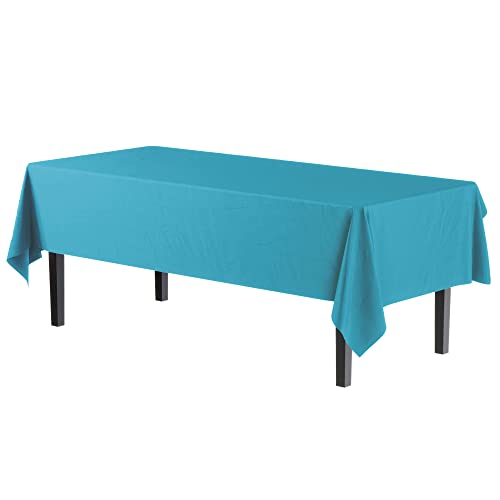 Exquisite 6-Pack Premium Plastic Tablecloth 54in. x 108in. Rectangle Plastic Table Cover - Turquoise