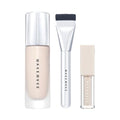 Wakemake Water Velvet Cover Foundation 30ml, Wakemake Foundation Brush, Wakemake Defining Cover Concealer Set, Korean Glass Skin Foundation 0.34 Fl Oz (Pack of 3) (22 NEUTRL)