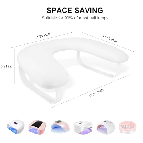 Nail Arm Rest for Nails Tech,U Shaped Manicure Nails Arm Rest Stand,Cozy Leather Hand Rest Holder for Nail Tech Manicure Salon Tools,Detachable Bracket (White)