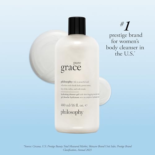 philosophy pure grace hydrating bath & shower gel - efficiently cleanses, soothes & comforts dry skin - vegan & cruelty free formula