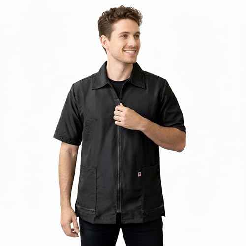 Ladybird Line 415 Pet Groomer and Barber Front Zipper Jacket with Collar and 2 Pockets, Ideal for Hair Barbers & Groomers