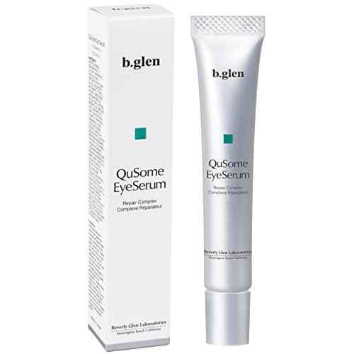 b.glen QuSome Eye Serum (12g/0.42Oz.) Smooths Fine Wrinkles and Dry Skin Around The Eye Area. Moist yet Stretchy Textured with a Slightly Pink Hue from The Materra Powder.