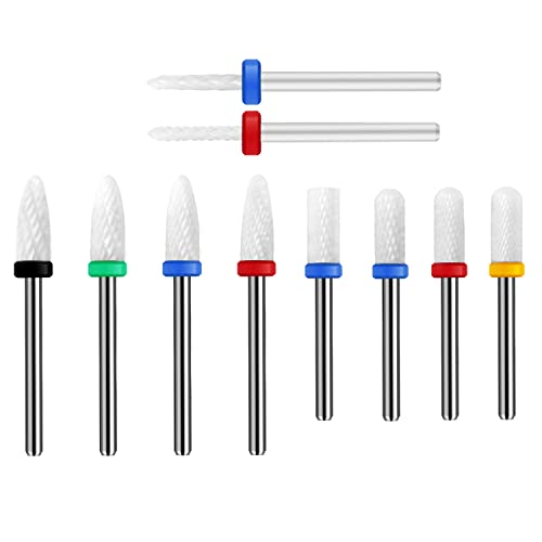 10Pcs Ceramic Nail Drill Bits Set for Electric Manicure & Pedicure