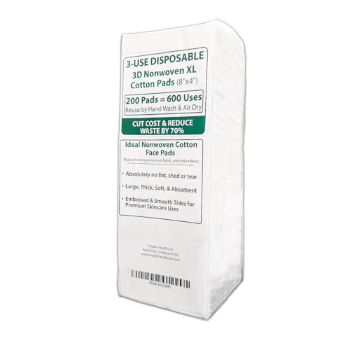 3-Use Disposable Nonwoven Cotton Face Pads - Extra Large (200 Ct)