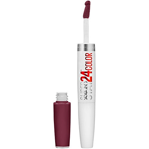 Maybelline Super Stay 24, 2-Step Liquid Lipstick Makeup, Long Lasting Highly Pigmented Color with Moisturizing Balm, Merlot Armour, Red, 1 Count