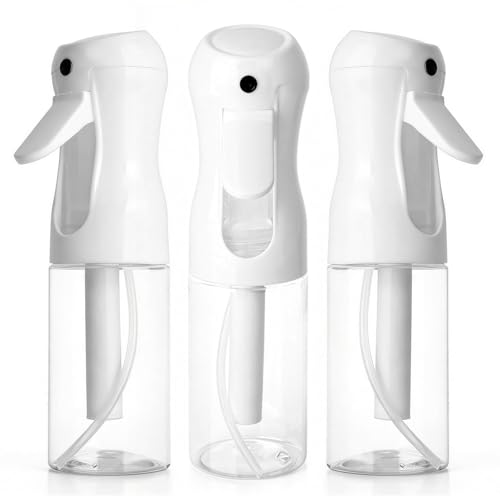 200ml Clear Spray Bottles Set - 3Pcs Continuous Fine Misters for Hair & Beauty