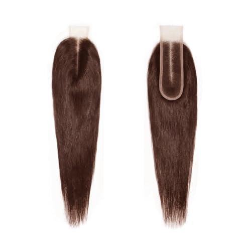 2x6 Lace Closure Human Hair 4# Chocolate Brown Transparent Lace Closure Straight Deep Middle Part 100% Raw Virgin Human Hair 150% Density 16 Inch