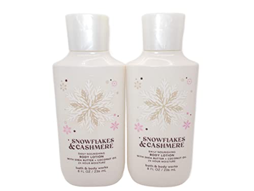 Bath and Body Works Snowflakes & Cashmere Super Smooth Body Lotion Sets Gift For Women 8 Oz -2 Pack (Snowflakes & Cashmere)