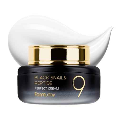 FARMSTAY Black Snail & Peptide 9 Perfect Cream, Snail Mucin Moisturizer for Elastic & Glow Skin, Hydrating & Nourishing, Anti-aging, Skin Barrier Repair, gift for Women Korean Skin Care 1.85 Fl. Oz