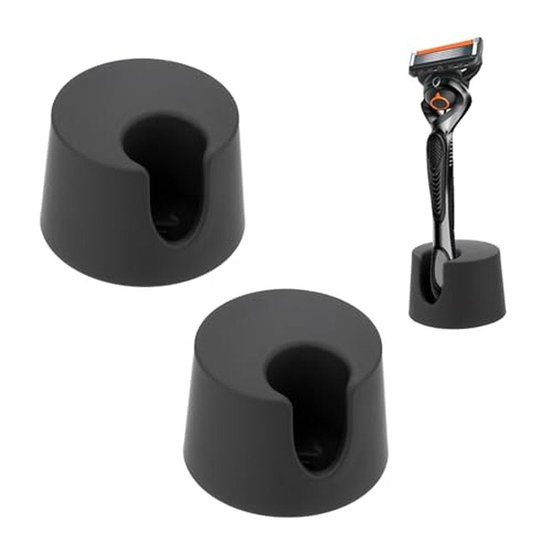 2 Pack Razor Holder Compatible with Gillette Razor, Razor Alloy Stand for Men's Razor, Razor Storage Sase Contains Drainage Hole, Scratch Proof, Suitable for Various Razor Handles, Black