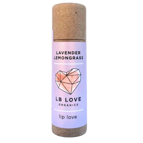 LB Love Organics Plastic Free Lip Love | Jumbo Organic Lip Balm | Organic Beeswax and Plant Based | Zero Waste Natural Lip Balm (Lavender Lemongrass)