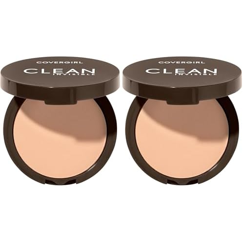 Covergirl Clean Invisible Pressed Powder, Lightweight, Breathable, Vegan Formula, Buff Beige 125, 0.38oz (Pack of 2)