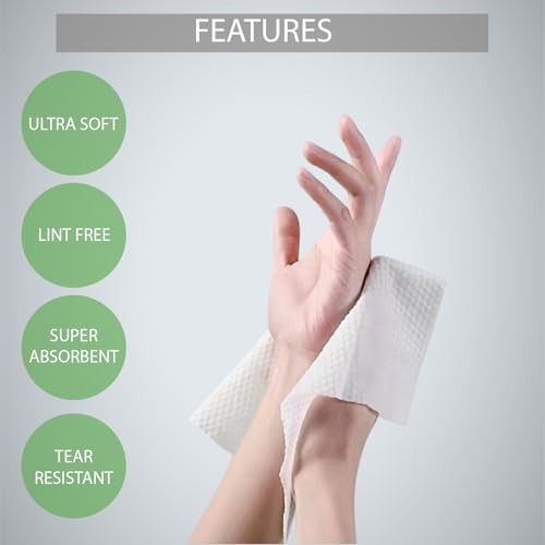 Disposable Face Towels, Ultrasoft & Super Strong, Biodegradable & Reusable Cleansing Wipes, Makeup Remover Wipes, Disposable Clean Towel, 10x12in, New Twin Pack 100 Count (Pack of 2)