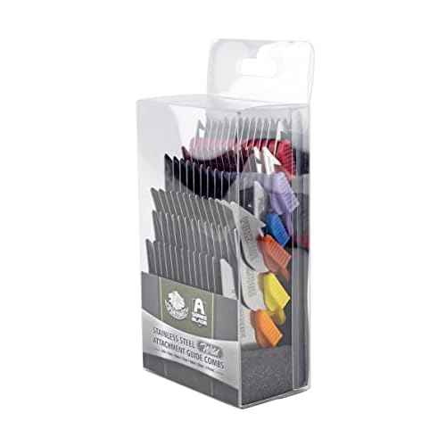 Furzone Wide Clipper Guard Comb Attachment Short 6 Pack Set Stainless Steel Attachment Guide Comb Set for Detachable Blade Pet, Dog, Cat Grooming