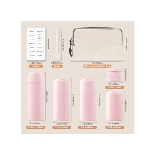 5 Pack Brief and Fashion Travel Bottles TSA Approved, BPA Free Travel Size Travel Containers Refillable Squeeze Bottles for Cosmetic Shampoo Cream Conditioner Lotion Soap¡¦ (Nordic white)