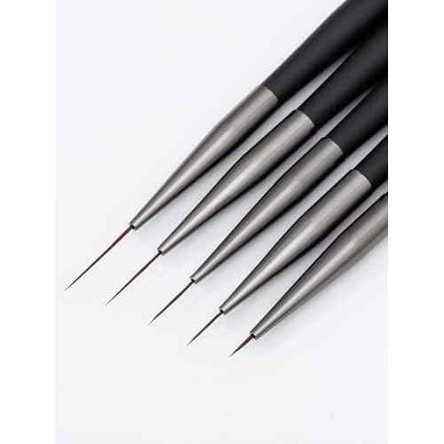 Nail Art Brushes, 5Pcs Nail Art Liner Brushes, Dotting Pen Tools, Painting Art Design Brush Set for Long Lines, Thin Details, Fine Drawing Sizes 7/9/11/15/22mm, Black