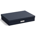 Bigso Sverker Fiberboard Legal and Art Storage Box | Scrapbook Storage Box for Loose Papers and More | Durable Document Boxes with Lid and Metal Label Holder | 17.1¡¯¡¯ x 12.2¡¯¡¯ x 3.3¡¯¡¯ | Blue