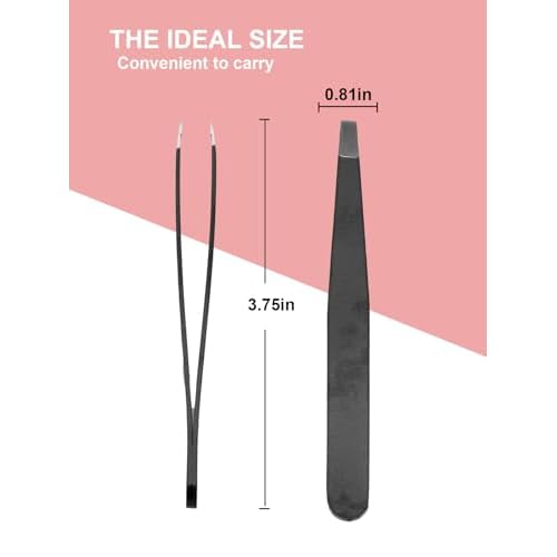 3 PCS Stainless Steel Slant Tweezers for Eyebrows - Precision Tool for Women and Men, Ideal for Brow, Facial Hair, and Ingrown Hair Removal, 3 Pack Black
