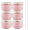 6 Pack 250ml Matte Pink Plastic Cream Jars with Spatulas