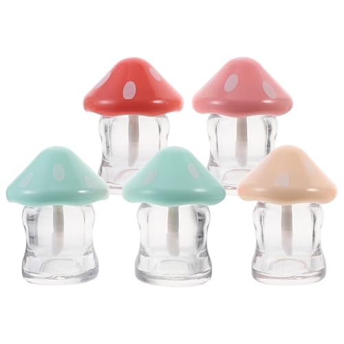 Mushroom Lip Gloss Tubes 5 Pack - Refillable Empty Containers with Wand