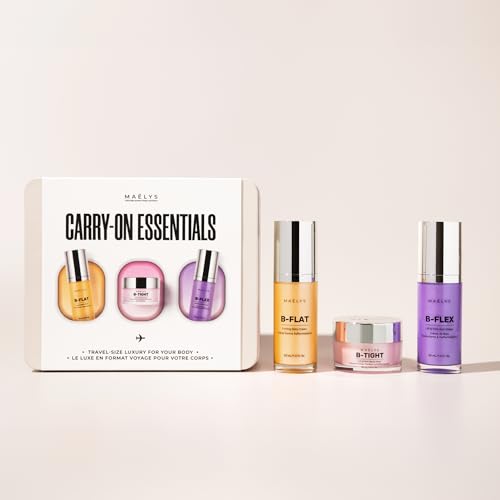 MA?LYS CARRY-ON ESSENTIALS - Firming Cream Trio for Booty, Belly & Arms - Includes B-TIGHT, B-FLAT & B-FLEX Travel Minis - Helps Improve the look of Stretch Marks & Cellulite (1.0 Fl Oz)