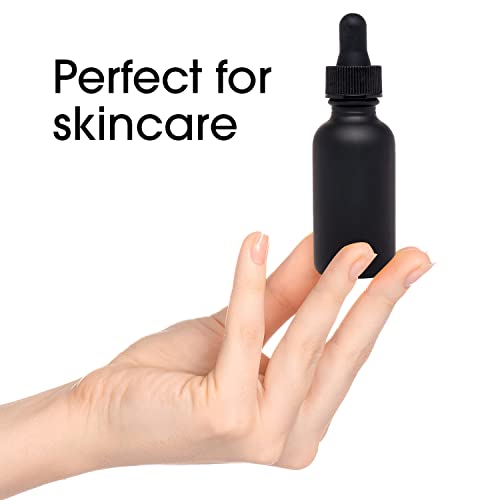 Black Boston Round 1 oz Dropper Bottles | Glass Dropper Bottles for Essential Oils & Aromatherapy | Travel Size 1 oz | 24 Pack