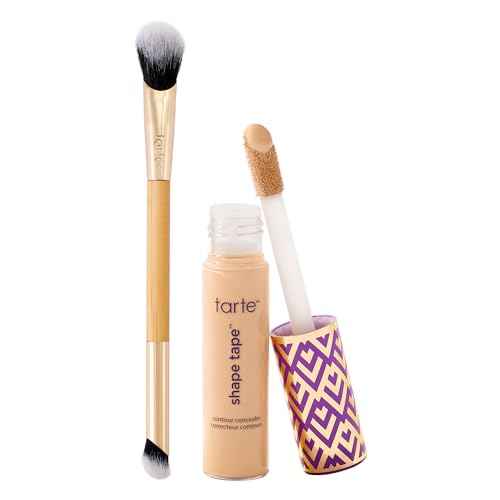 tarte shape tape concealer & brush ? Instant Full Coverage for Under Eye, Dark Circles, Fine Lines, Redness & Discoloration, Dermatologist-Tested, Vegan, Cruelty Free